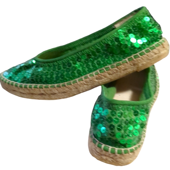 3/25BC Footwear Green Sequin Flats Size 6 - Picture 11 of 14